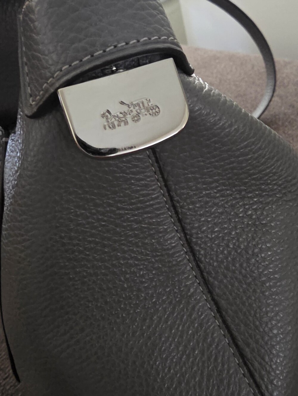 Coach Emma Satchel, Gray Leather - Picture 7 of 15